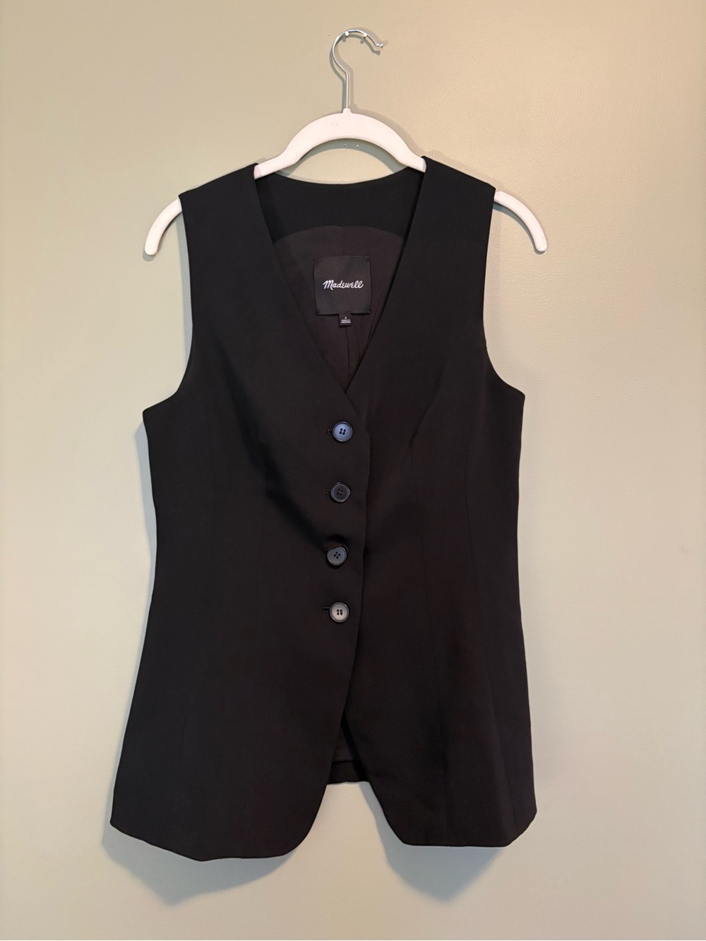 Madewell Black Sleeveless Button-Front Vest